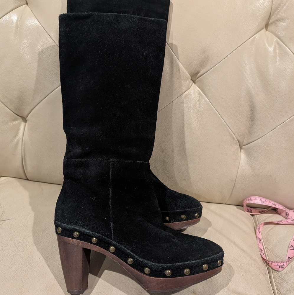 Madden Black Suede Knee-High Boots